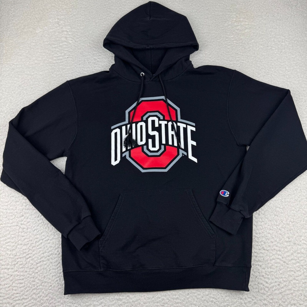 Ohio‎ State Hoodie Mens Medium Champion Pullover Graphic Logo Athletic Black